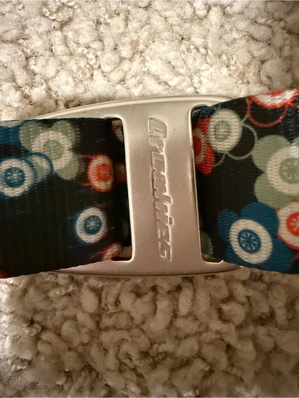 Croakies Flower Ribbon Belt with Multicolor Circles &  Silver Accents adjustable